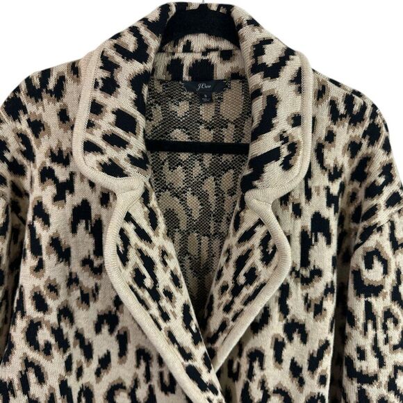 J.Crew Leopard Print Double-Breasted Sweater Coat Women’s Wool Blend Knit Jacket - Picture 5 of 14